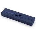 Boîte cadeau rectangulaire 22 x 5 x 3 cm en carton bleu marine à ruban pour bijoux - fermeture décorative