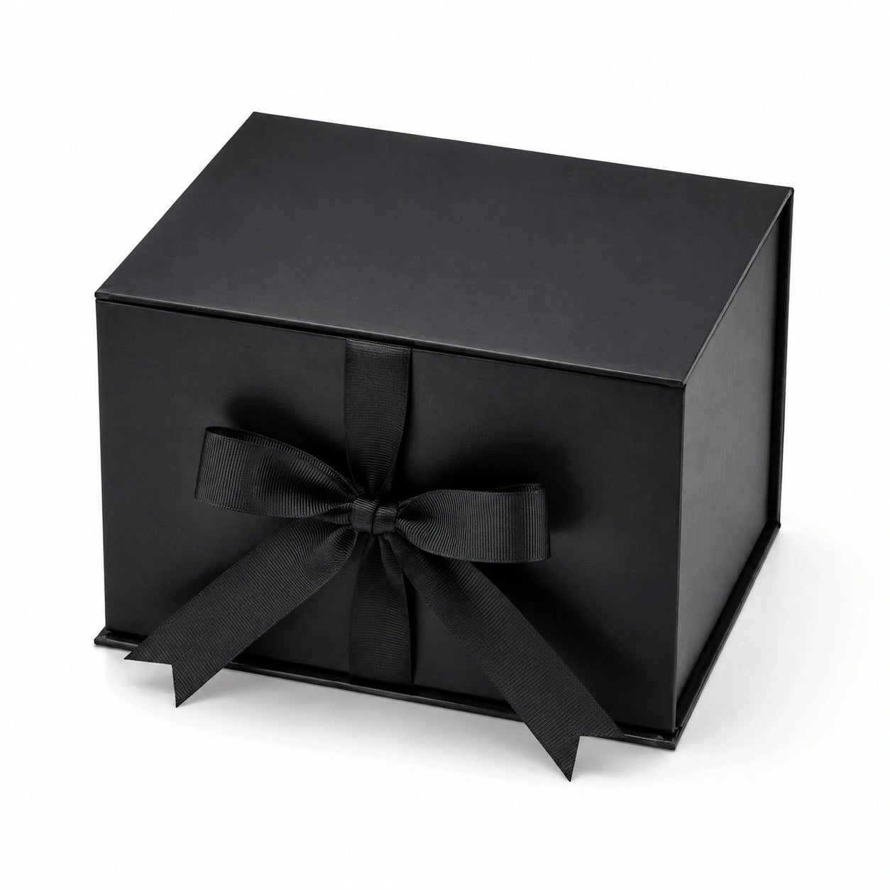 Boîte cadeau 20 x 20 x 12 cm en carton noir avec ruban de fermeture élégante