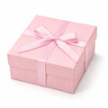 Boîte cadeau 20 x 20 x 10 cm en carton rose avec ruban - emballage décoratif à couvercle