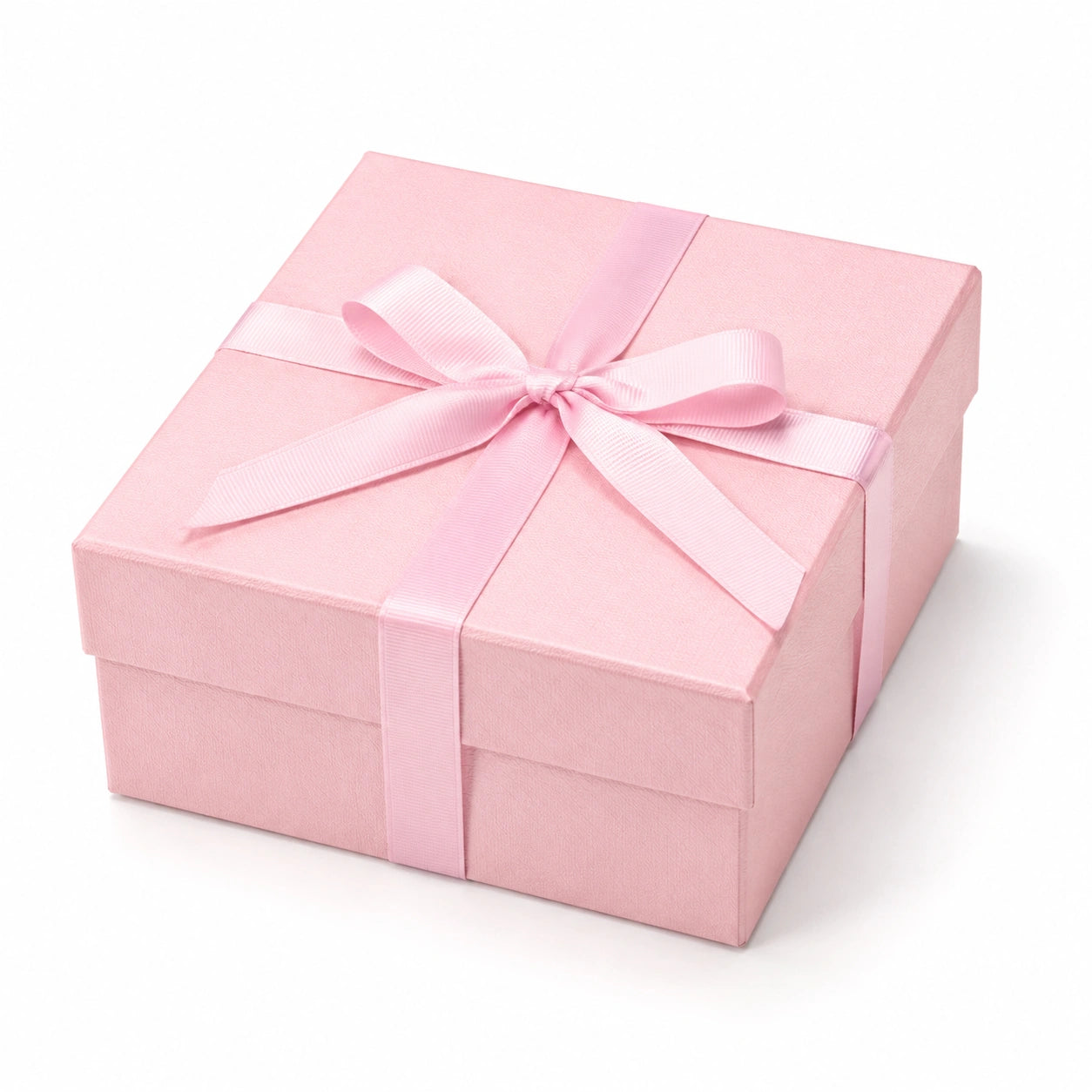 Boîte cadeau 20 x 20 x 10 cm en carton rose avec ruban - emballage décoratif à couvercle
