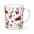 Tasse en verre 450 ml transparente imprimée Noël avec anse pour boissons