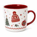 Mug 0.45 L en céramique blanc rouge et vert à décor hivernal avec anse