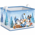 Boîte de rangement 40 x 30 x 30 cm en tissu bleu à motif hivernal avec poignées pliable