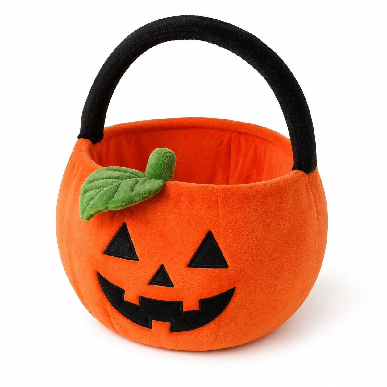 Panier de collecte Halloween citrouille en polyester orange et noir diamètre 25 cm avec poignée