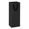 Sac cadeau 12 x 9 x 36 cm en papier noir pour bouteille avec poignées cordon