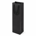 Sac cadeau pour bouteille 12 x 9 x 36 cm en papier noir avec poignées en corde style sobre