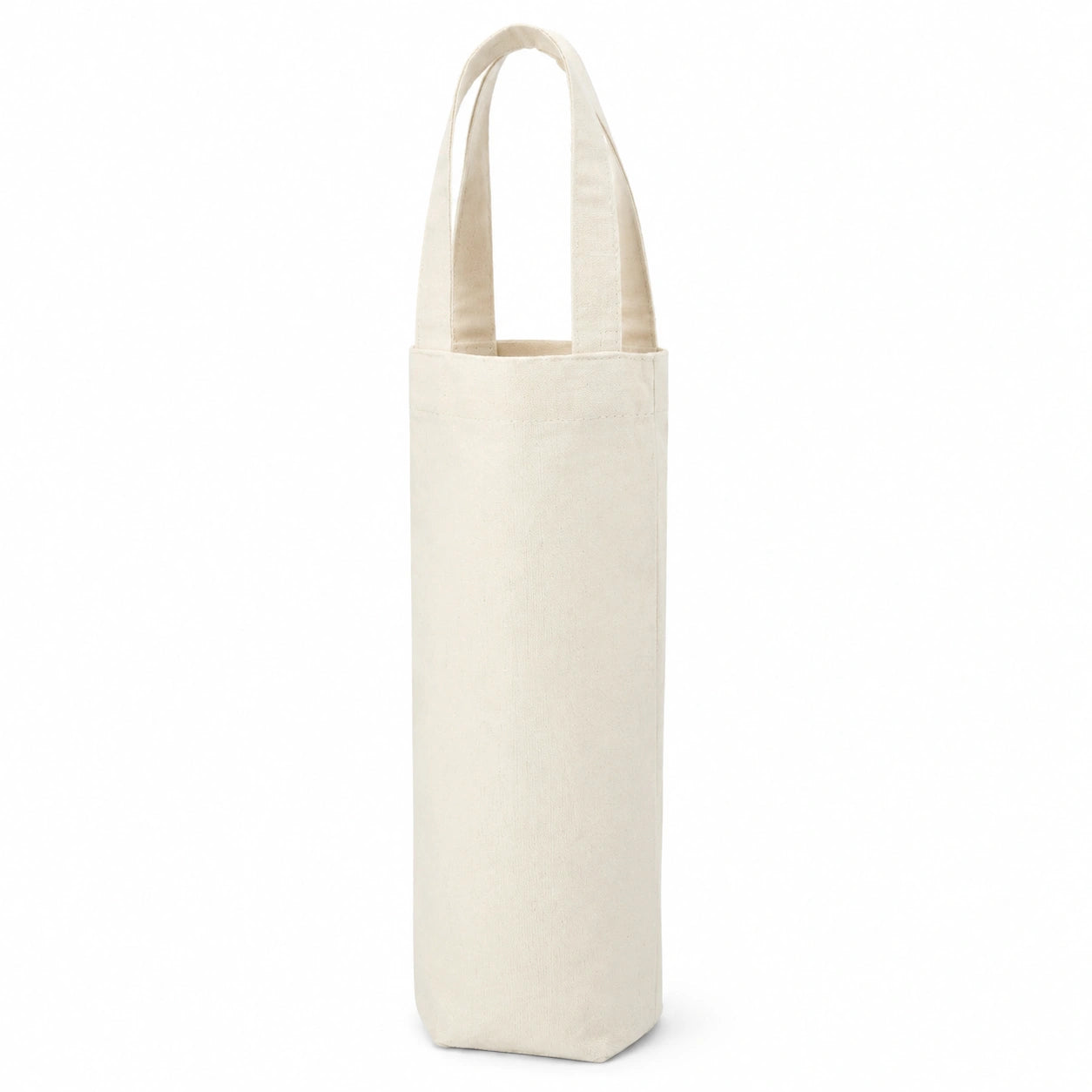 Sac porte-bouteille 10 x 10 x 35 cm en toile de coton écrue à anses pour bouteille