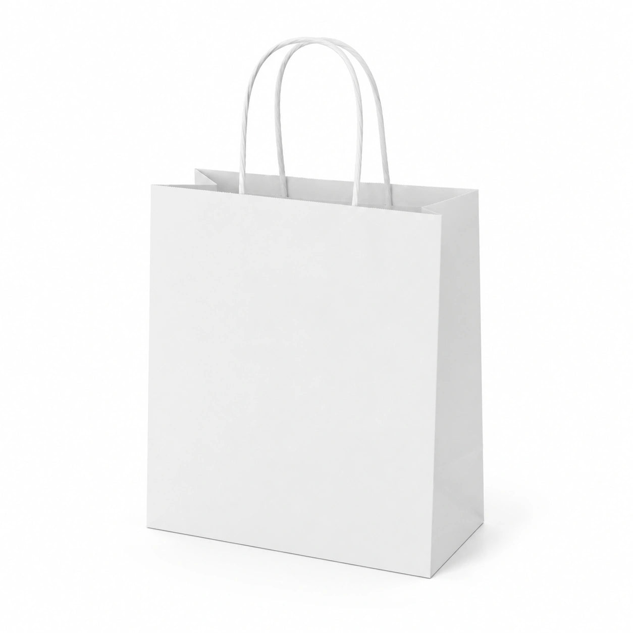 Sac cadeau en papier 26 x 12 x 32 cm blanc à poignées torsadées