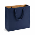 Sac cadeau 30 x 12 x 40 cm en carton bleu marine à poignées textiles - emballage élégant